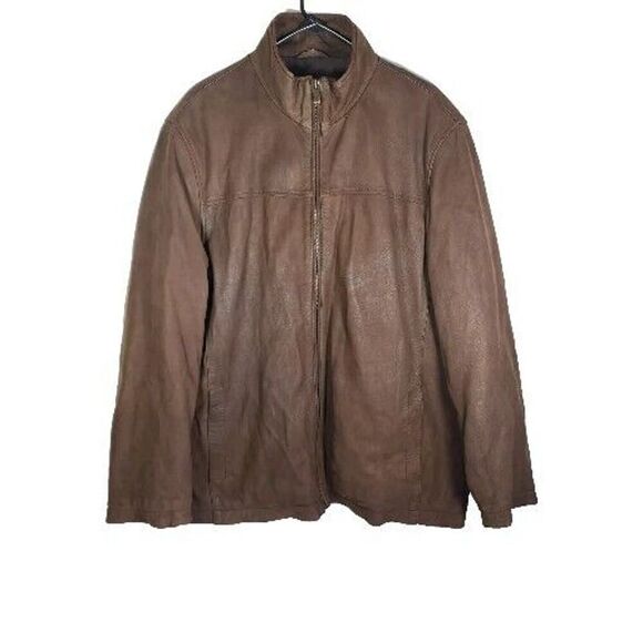 R&O By Reilly Olmes Men’s XL Brown Genuine Nubuck Leather Bomber Biker Jacket - Picture 1 of 16